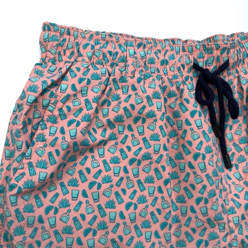 Southern Marsh Coral and Teal Swim Trunks